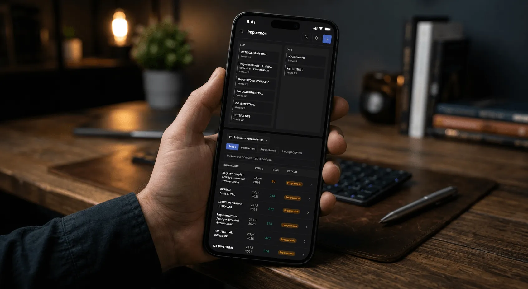 Calendario tributario con alertas automáticas